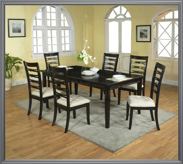 7 Pc Modern Espresso Dining Room Table & Chairs Set TBQD885