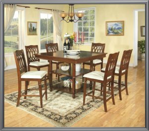 7 Pc Modern Oak Dining Room Set Table & Chairs TBQD888