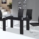 5 Pc Modern Black Tempered Glass Dining Room Set Table & Chairs TBQD216