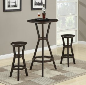 3 Pc Modern Cherry Finish Bar Dining Table & Stools (Chairs) Set TBQD723