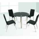 5 Pcs Modern Tempered Round Glass Dining Room Table and Chairs Set ZMFDT260