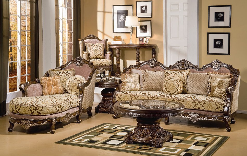 3PC Luxury Sofa Chaise and Chair Piece Traditional Living Room Set ZHD1682