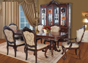 7 Pc High End Cherry Dining Room Table and Chairs Set ZBMYD011