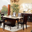 7 Pcs Modern Dark Cherry W/ Italian Marble Top Table Dining Room Set ZBM2027