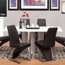 7 Pcs Modern Ivory Marble Top w Stainless Steel Dining Room Set ZBM2918RECT