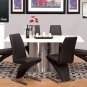 7 Pcs Modern Ivory Marble Top w Stainless Steel Dining Room Set ZBM2918RECT