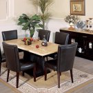 7 Pcs Modern Espresso W/ Unfinished Italian Marble Dining Room Set ZBM2048RECT