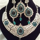 Beautiful Aqua Blue and White Kundan Necklace Set