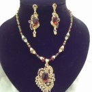 GREEN AND BURGUNDY NECKLACE SET