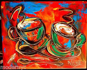 COFFEE MODERN ABSTRACT ART - PAINTING CANVAS CANADIAN YWE567i