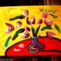 FLOWERS IMPRESSIONIST LARGE ORIGINAL OIL PAINTING - CANADIAN TYUW456uERGRE