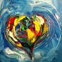 HEART UNIQUE LARGE ORIGINAL OIL PAINTING MODERN ART [098Y8