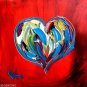 BLUE HEART- ABSTRACT LARGE ORIGINAL MODERN POP ART BY KAZAV