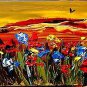 COFFEE UNIQUE LARGE ORIGINAL OIL PAINTING MODERN ABSTRACT TEwerg