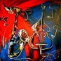 JAZZ Original Oil Abstract Large Painting Textured Palette Knife Impasto