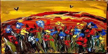 VIOLETS   PAINTING   BY  MARK KAZAV LARGE ORIGINAL OIL DFGNFGNF
