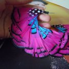 hot pink feather earrings,hajicouture style natural feather earrings