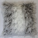 Curly Llama Ivory Grey Faux Fur 18 x 18 in. Throw Pillow - 1pc