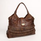 Popular Rivets and Stitching Real Leather Shoulder Bag Global Free Shipping
