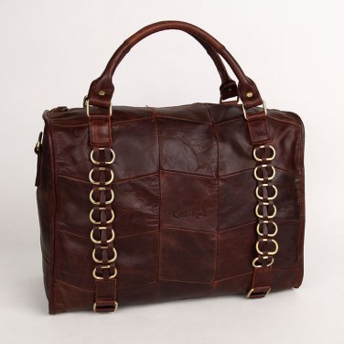Real Cow Leather Cobbler Legend Block Stitching Hand Bag