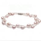 Elegant Three Strings Natural Freshwater Pearl Bracelet