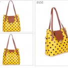 Cleance Polka Dots Patent Leather Shoulder Bag Yellow Big Bag