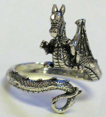 Sterling Silver Dragon Ring
