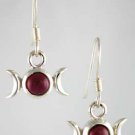 Garnet Triple Moon Earrings
