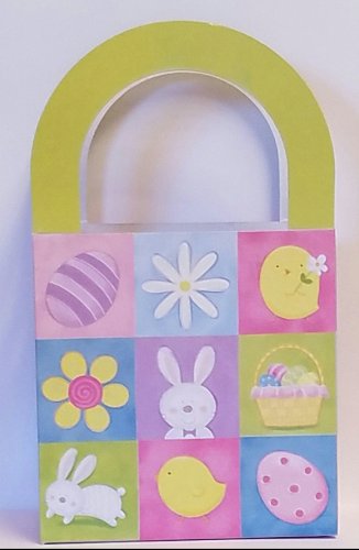 Easter Packaging - 6 paper handled bags - Easter Squares Pattern- FREE SHIPPING