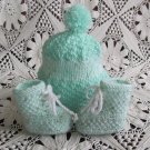 Hand knitted baby set shoes and hat newborn