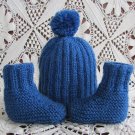Hand knitted baby set shoes and hat 0-3 months