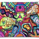 fish psychedelic trippy artwork traditional art faces pillow case