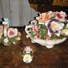 Beautiful 3 Piece Lot Vintage Nuova Capaodimonte Rose Pieces