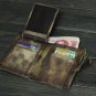 Genuine leather fashion blue mens wallet man clutch bag male handmade credit card wallets coin purse