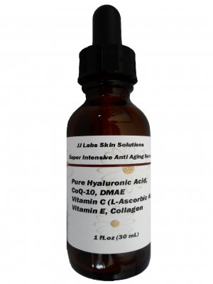 Super Intensive Anti-Aging Serum-Pure HA,CoQ-10, Vitamin C+E, Collagen and DMAE 1oz