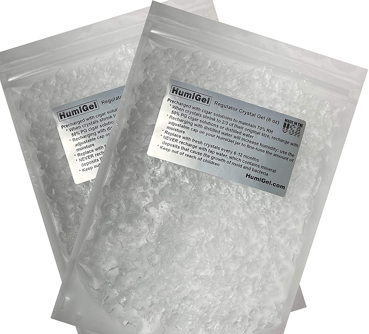 Cigar Humidifier Humidor Crystal Gel RH 70 8 OZ Refill Pack x 2