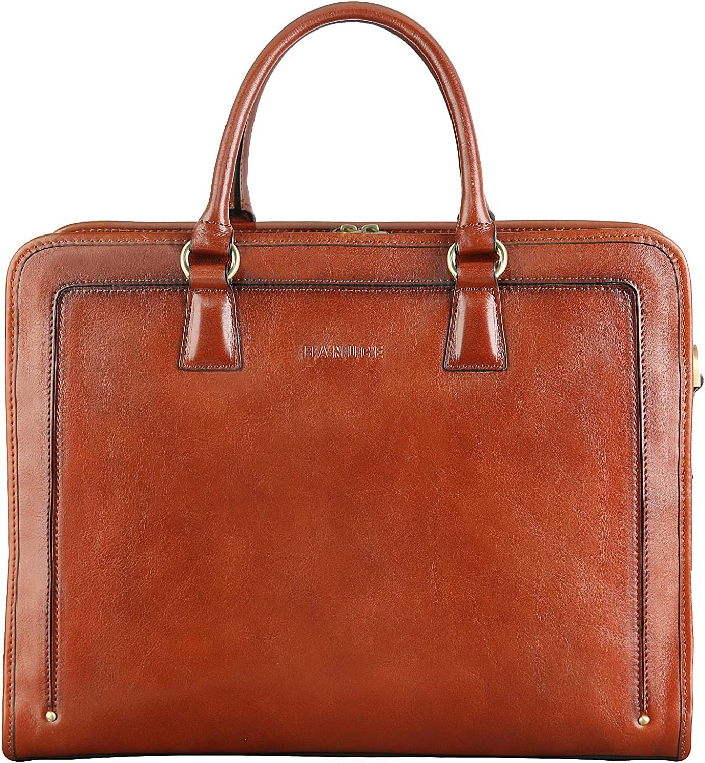 Full Grain Italian Leather Briefcase for Women. Brown