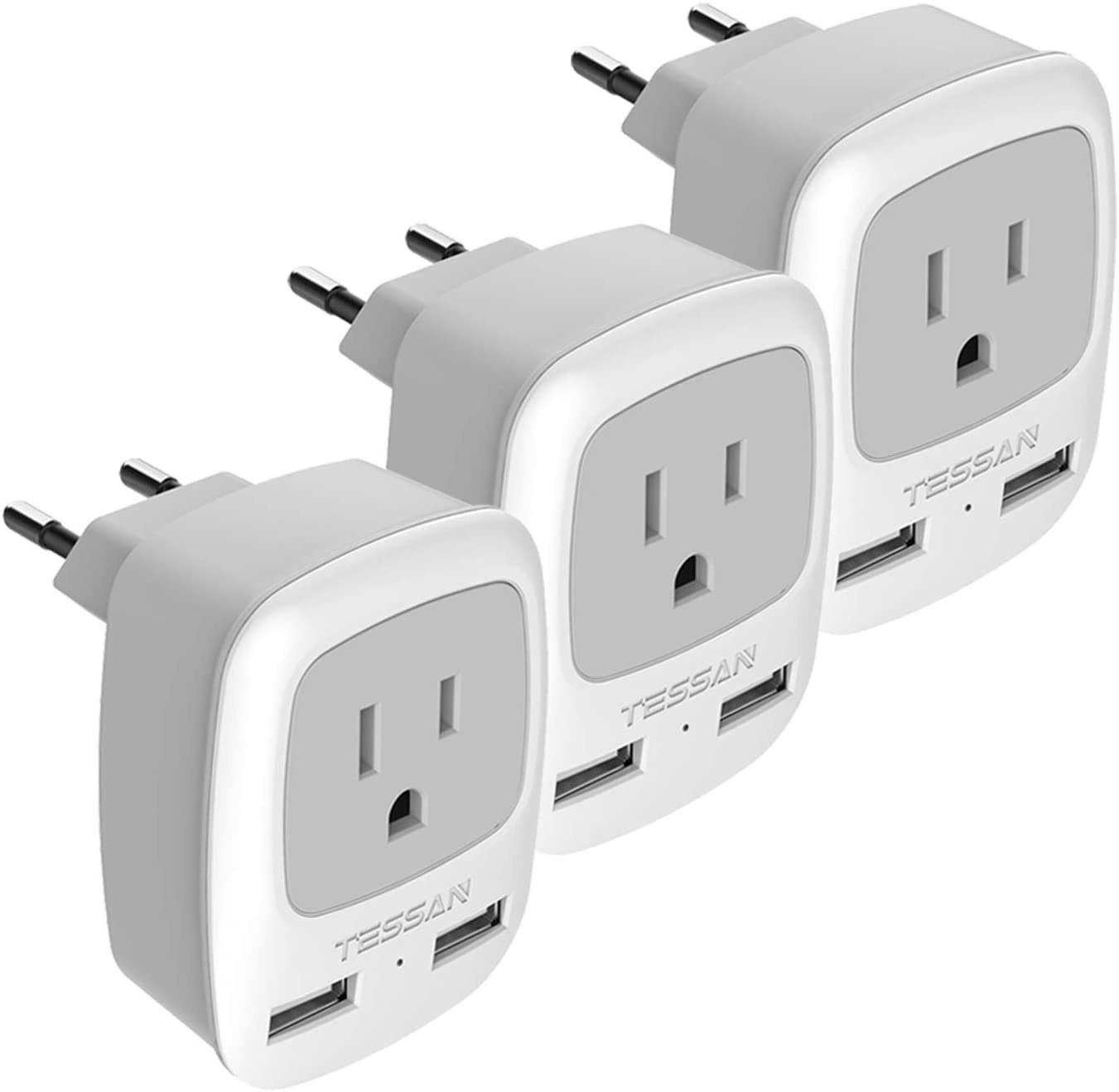 European Travel Plug Adapter 3 Pack International Power Adaptor 2 USB   64d8f4998a461 283297b 