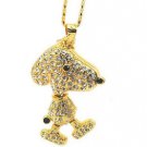 8GB USB FLASH DRIVE SNOOPY JEWELRY GOLD WITH CLEAR CRYSTAL NECKLACE OR KEYCHAIN