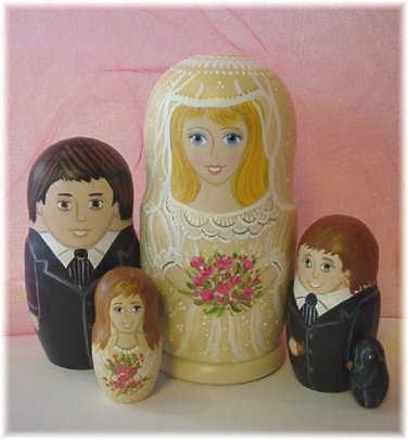 Wedding Nesting Dolls Bride Groom -Hand Painted and Personalized