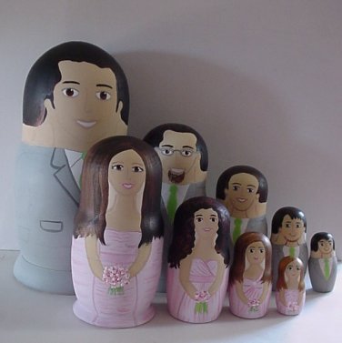 Wedding Nesting Dolls Bride Groom - Personalized Gift 5pcs