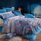 Queen Duvet Covers Bed in a Bag 5Pc Lovely Blue Grey Pink Bed Linens Bed Sets