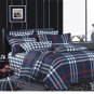 Queen Duvet Covers Bed in a Bag 5Pc Classical Checked Printed White Blue Bed Linens Bed Sets