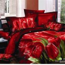 Queen Duvet Covers Bed in a Bag 5Pc Gorgeous Red Tulips Bed Linens Bed Sets