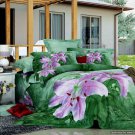 Queen Duvet Covers Bed in a Bag 5Pc Pretty Green Purple Floral Bed Linens Bed Sets