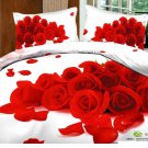 Queen Duvet Covers Bed in a Bag 5Pc Stunning White Red Roses Bed Linens Bed Sets