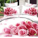 Queen Duvet Covers Bed in a Bag 5Pc Gorgeous White Pink Roses Bed Linens Bed Sets