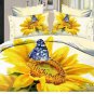 Queen Duvet Covers Bed in a Bag 5Pc White Yellow Sunflower Floral Bed Linens Bed Sets