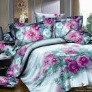 Queen Duvet Covers Bed in a Bag 5Pc Pretty Lt Blue Purple Floral Bed Linens Bed Sets