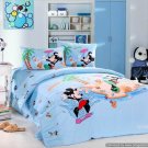 Twin Duvet Covers Comforter Sets 4Pc Cute Lt Blue Mickey Mouse Bed Linens Bed Sets